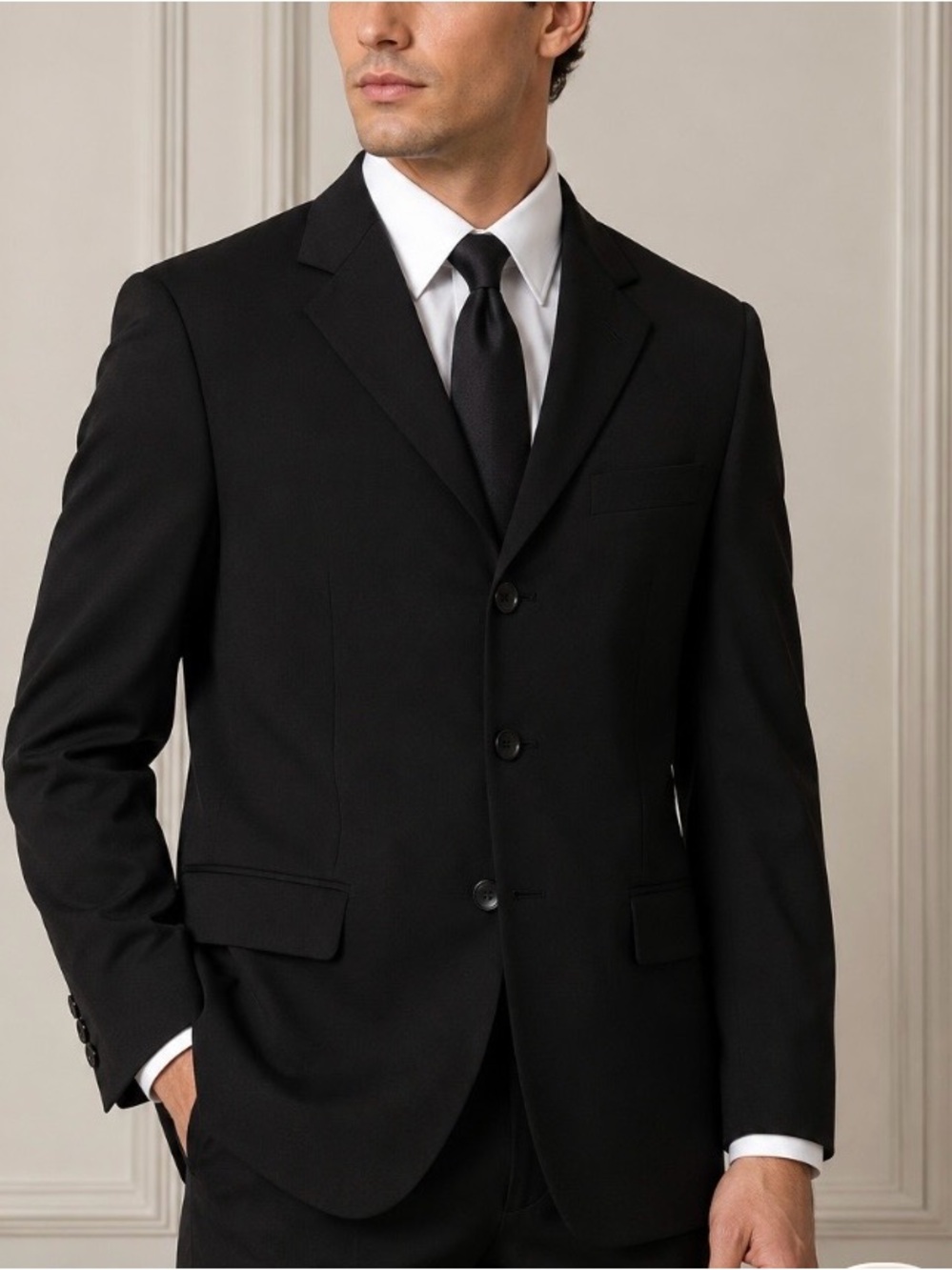 Vinci Black 3 Button Blazer Sport Coat Men’s Formal Suit Jacket Classic Tailored